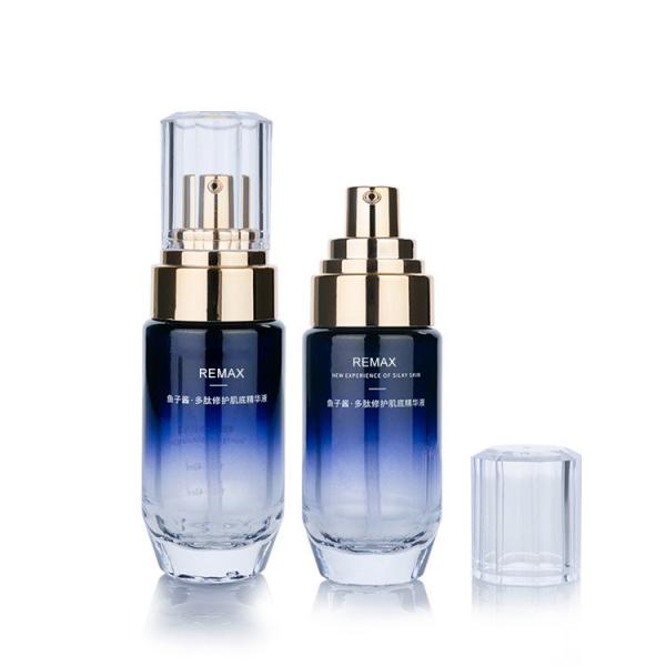 Quality 20g Gradient Glass Blue Skincare Bottle For Lotion  Luxury Glass Cosmetic Bottles for sale