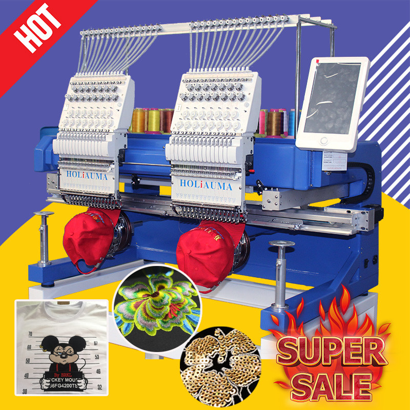 China Tajima/swf/brother/happy type 15 needle two head cap/flat/t shirt embroidery machine better than used embroidery machine for sale