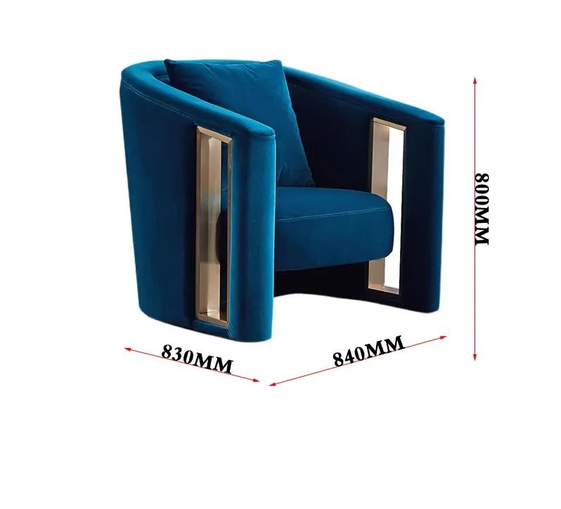 China Creative Armrest Hollow Velvet Metal Single Sofa Chair Italian Style Customized factory
