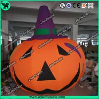 China 3m Customized Oxford Inflatable Pumpkin With Witch Hat For Halloween Decoration factory