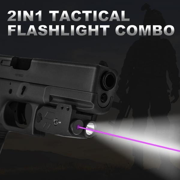 Quality Purple 405nm Compact Tactical Flashlights For Guns 500 Lumens Rechargeable for sale