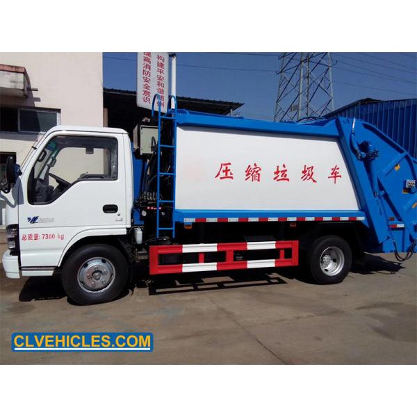 Quality ISUZU 600P 7CBM Automatic Garbage Truck Power Steering Hydraulic Lift for sale
