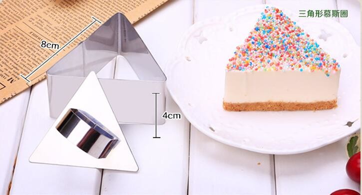 China RK Bakeware China Foodservice NSF Triangle Mousse Cake Ring Stainless Steel Ring Mold Cut Biscuits Cake Bakeware Mold factory