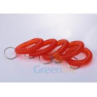 China Stetchable Red Colour Plastic Wrist Coil Key Retainer With Key Ring Light - Weight for sale