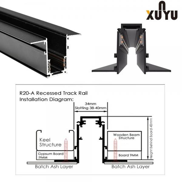 Quality OEM Black Embedded 48V Magnetic Track Light Low Voltage Safety for sale
