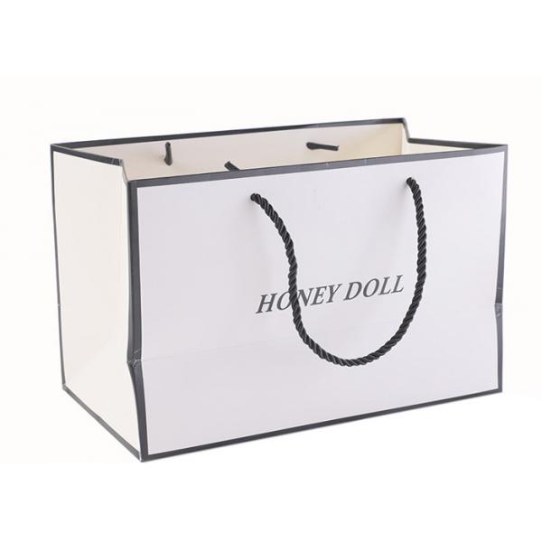 Quality OEM / ODM White Merchandise Bags , Biodegradable Paper Carrier Bags With Logo for sale