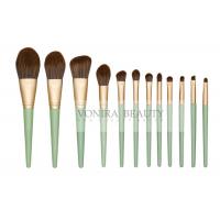 China Cruelty - Free Matte Gold Synthetic Makeup Brush Set With Green Handle factory