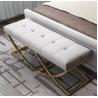 China Contemporary Velvet upholster Stainless Steel X leg Long Bench Ottoman Foot Stool factory