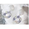 China Forget-Me-Not Handcrafted Blue White Cube Single Stone And Germany Resin Ring Earrings For Christmas factory