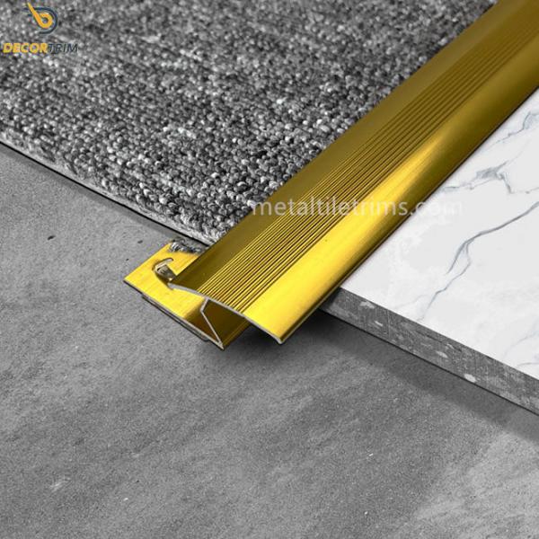 Quality Gloss Gold Z Bar Flooring Profile Carpet Transition Strip With Glue for sale