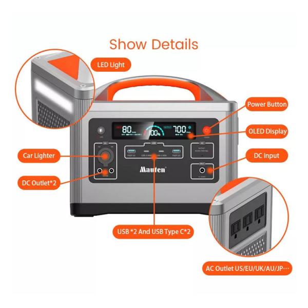 Quality Multifunction Pure Sine Wave Portable Power Station 700W 267*220*170mm for sale