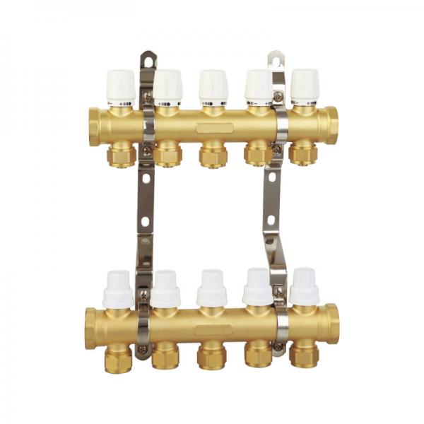 Quality Brass Gas Distribution Manifold Threaded Hot Water Distribution Manifold PTFE for sale