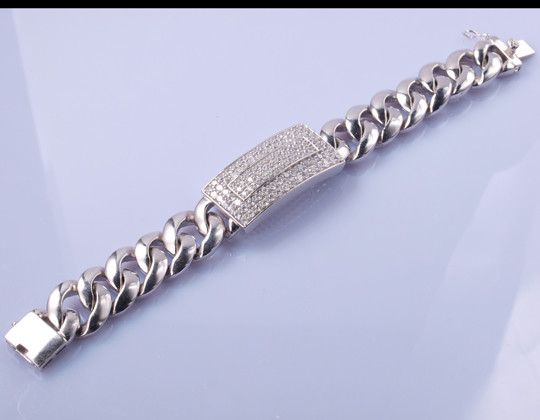 Quality 19cm 925 Silver CZ Bracelet 100g Personalized Sterling Silver Friendship for sale