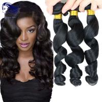 Quality Remy Human Double Weft Virgin Cambodian Loose Wave Hair Natural Black for sale