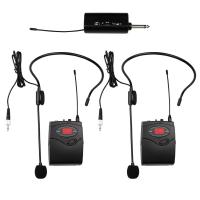 China Back Clip UHF Wireless Microphone Headset / UHF Cordless Mic Dual Ear Hook Retractable factory
