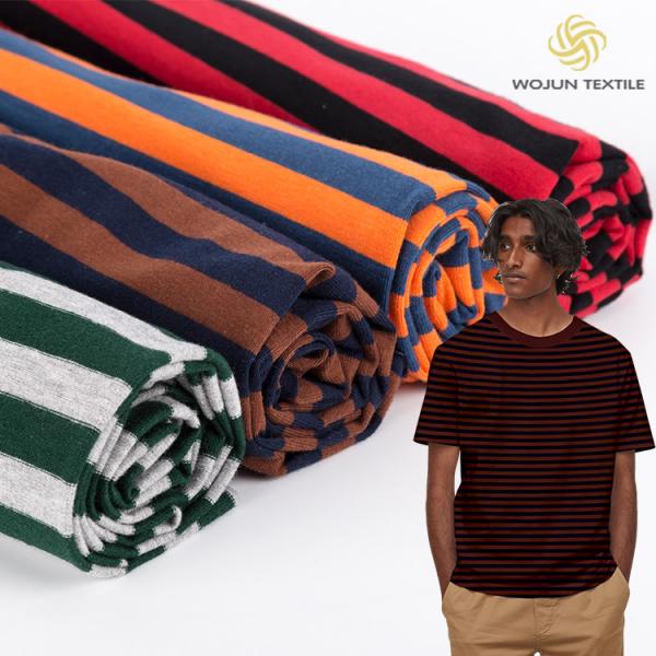 Quality 185gsm 95 Cotton 5 Spandex Fabric Soft Striped Knit Lycra Undershirt Cloth for sale