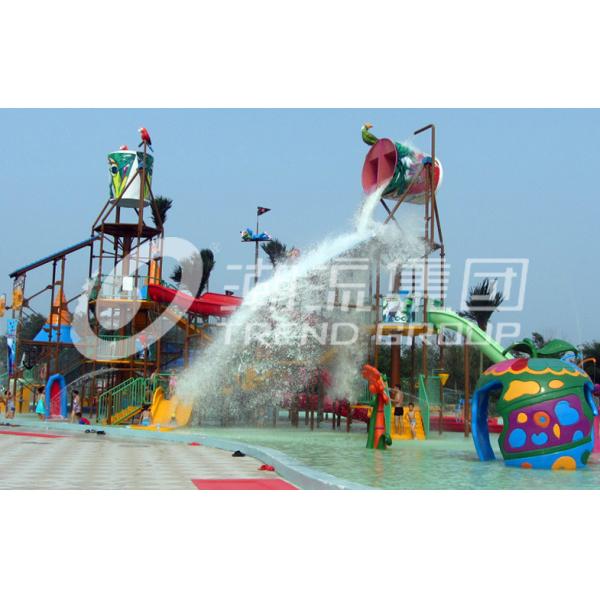 Quality Interactive Aqua Park Games Water House For Fun Theme Park / Fiberglass Slides for sale