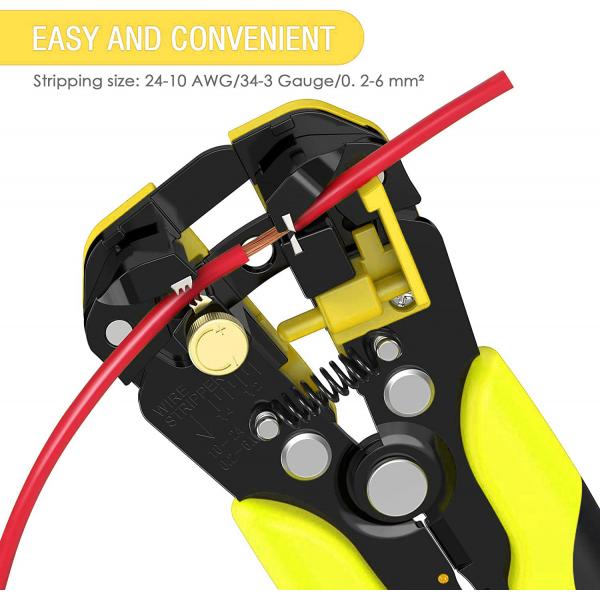 Quality Portable Yellow Wire Stripper Tool For 24-10 AWG Adjustable Gauge for sale