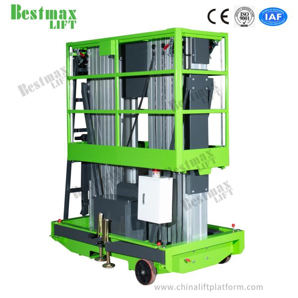 Quality Green Double Mast Mobile Vertical Lift Platform For 9m Platform Height for sale