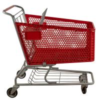 China Double Layer Plastic Shopping Carts 110kgs Loading Capacity Plastic Grocery Cart factory