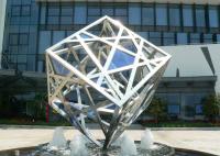 China Large Modern Cube Sculpture Stainless Steel Fountain Outdoor Decorative factory
