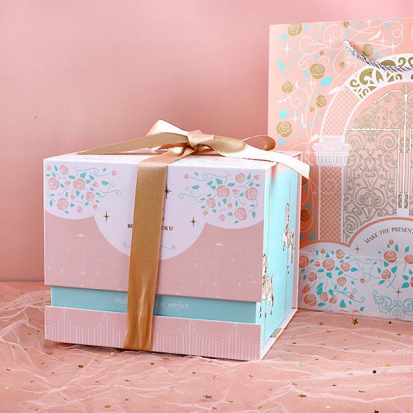 Quality Pink gift box fairy design white cardboard birthday exquisite gift box packaging customizable box for sale