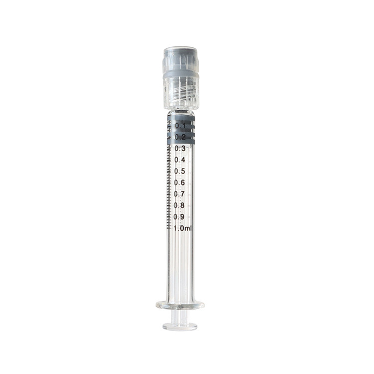 China Thin Borosilicate Glass Luer Connector Syringe Reusable 1ml Glass Syringe factory