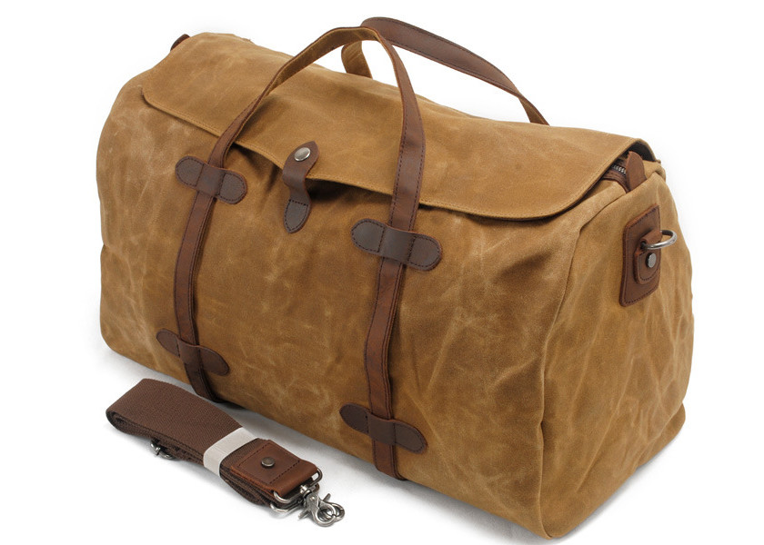 China CL-600 Brown Classical Canvas Bag Waxed Canvas and Leather Luggage factory