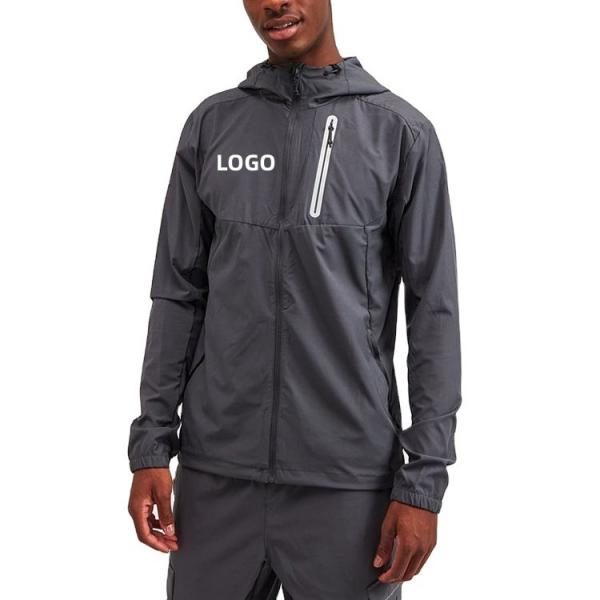 Quality OEM custom logo brand men's streetwear outdoor sports track 100% polyester zip up windbreaker jacket for men for sale