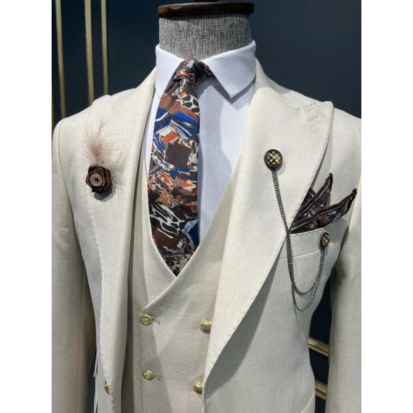 Quality Slim Fit 3pc Tuxedo Suit For Men'S New Season Double Pocket Detailed for sale