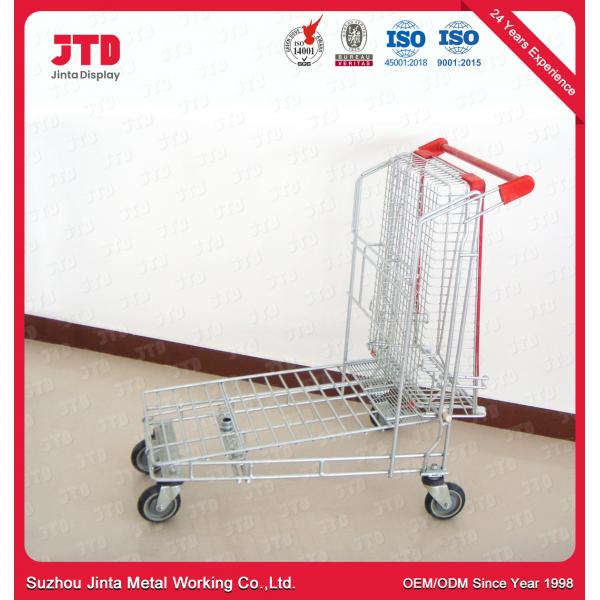 Quality 5 Inch PU Wheels Metal Shopping Trolleys 240L Heavy Duty Cargo Trolley for sale