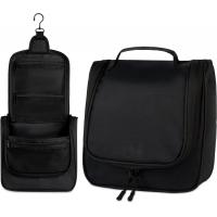 China Custom Large Waterproof Black Travel Hanging Toiletry Bag For Makeup And Shaving Supplies factory