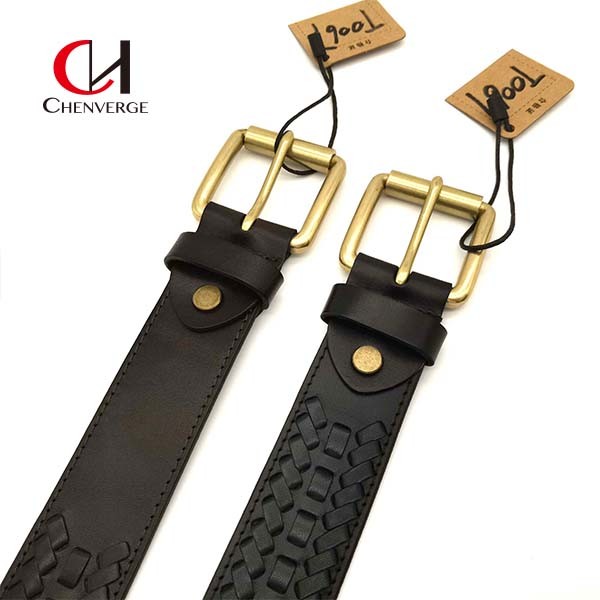 Quality Copper Buckle Genuine Leather Braided Belt , Antiwear Ladies Black Belts For Dresses for sale