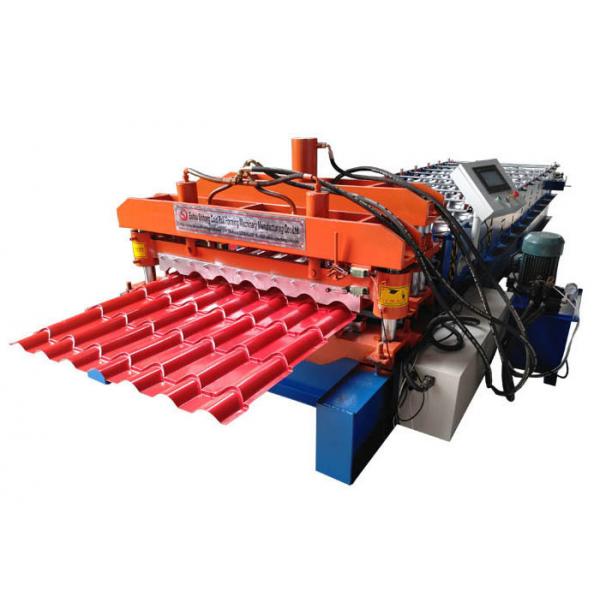 Quality PPGI Roof Glazed Tile Roll Forming Machine Blue / Orange Color With PLC Control System for sale