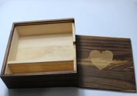 China Laser Engraved Logo Custom Wood Photo Box , Roast Color Wedding Album Presentation Box factory
