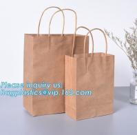 China Brown Kraft Paper Bag Handle Custom Print Logo Shopping Tote Carrier factory