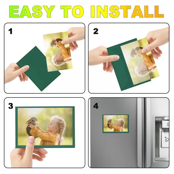 Quality Green Color 4x6 Magnetic Photo Frames Easy To Use Plastic Box Magnets For for sale