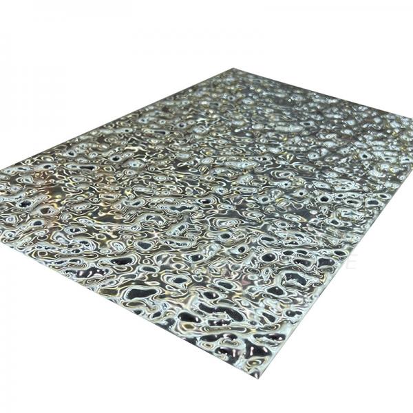 Quality 5x10 Small 8K Mirror Surface Embossed Water Ripple Stainless Steel Sheet for sale