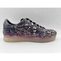 china Sky Print Womens Leather Lace Up Casual Shoes Black Slip Resistant
