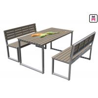 China Plastic Wood Outdoor Restaurant Tables Commercial KD Patio Dining Sets With Bench factory