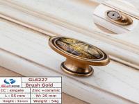 China Gold Plated Ceramic Kitchen Cabinet Knobs / Closet Porcelain Handles T Bar Pulls Furniture Fittings factory