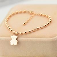 China Stainless steel jewelry 18 k rose gold bracelet with adjustable length panda beads bracelet manufacture for sale