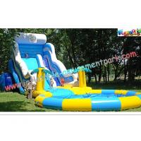 China Huge Rent Commercial Inflatable Slide, Blue Sport Water Slide Pool For Adults factory