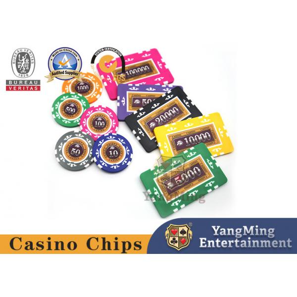 Quality Baccarat Texas Casino Table Customized ABS Clay Poker Chip Set With Film Design for sale