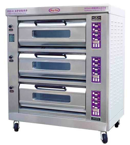 China Luxury Commercial Pizza Oven With Microcomputer Control 3 Layer 6 Trays factory