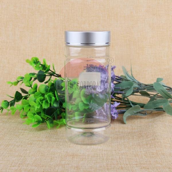 Quality 500ml Clear Empty Pet Plastic Screw Sweet Jar For Dried Food for sale