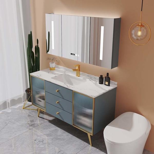 Quality Solid Wood Plywood Bathroom Furniture Cabinets 80cm Bathroom Vanities With Drawers for sale
