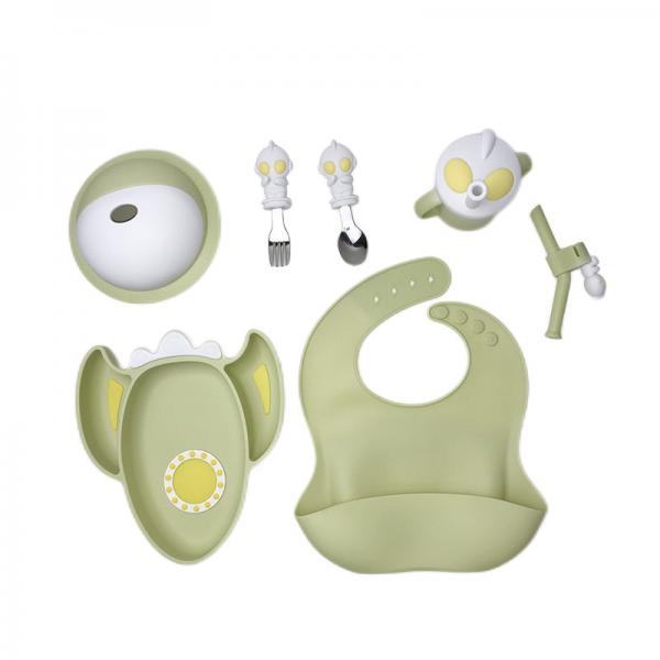 Quality Customized Silicone Baby Feeding Set Food Grade Bib And Bowl Set With Spoon for sale