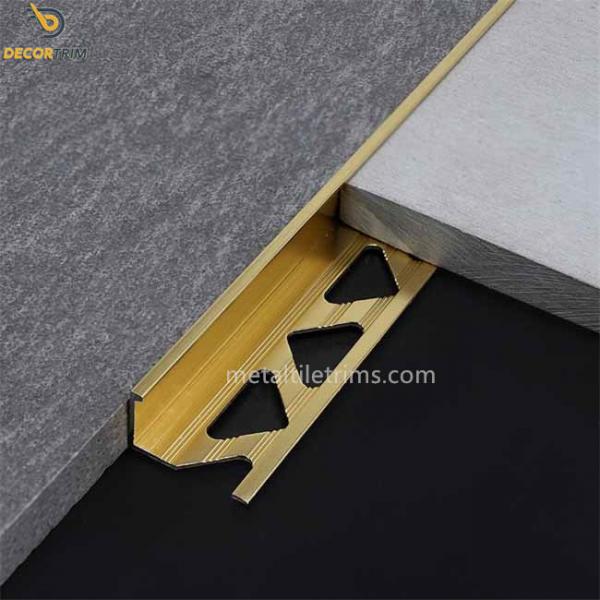 Quality 10mm Aluminum Corner Tile Trim ,  Gold Chrome Straight Edge Tile Trim for sale