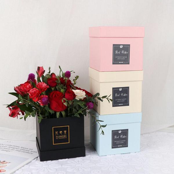 Quality Real Preserved Rose Rigid Paper Gift Box Round And Square Flower Box With Ribbon for sale